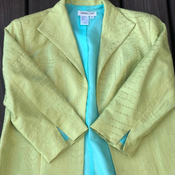 Coldwater Creek lime green blazer jacket, size small, like new - Picture 4 of 5